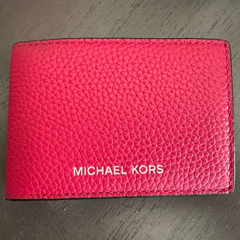 Michael Kors dark raspberry compact leather wallet